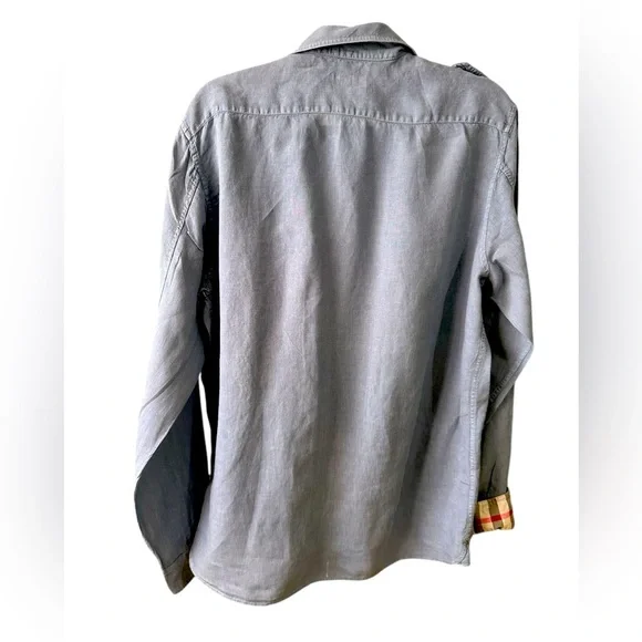 Burberry light blue button down mens shirt size L